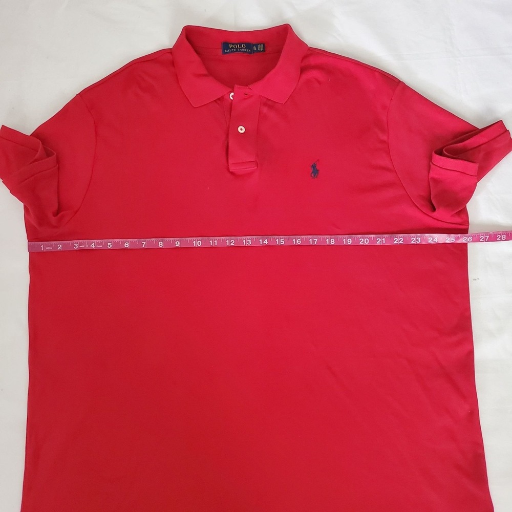 POLO Ralph Lauren Men's Red Solid Mesh Short Sleeve Polo Shirt Size XL - Picture 11 of 12